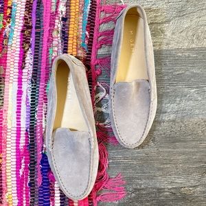M. GEMI light gray suede leather Felize driving loafers 39